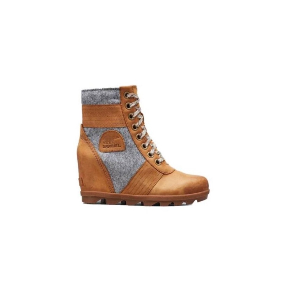 Sorel Brown and Gray Lace-Up Ankle Booties